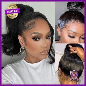 360 Lace Front Human Hair Wig Pre Plucked Baby Hair 12 Inch Full Lace